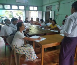 Social Vision Microfinance Co., Ltd ဝမ်းတွင်းရုံးမှ ဝန်ထမ်းများအား ငွေကြေးခဝါချမှုနှင့်အကြမ်းဖက်မှုကို တိုက်ဖျက်ရေးဆိုင်ရာ အသိပညာပေးသင်တန်းပေးနေခြင်း